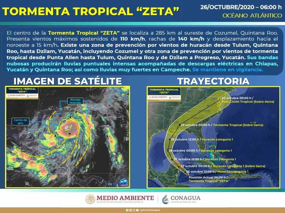 Activan alerta naranja por tormenta Zeta en QR y Yucatán Activan alerta naranja por tormenta Zeta en QR y Yucatán