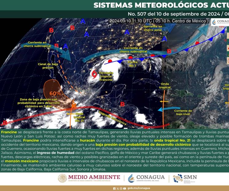 Tormenta tropical Francine podría convertirse en huracán