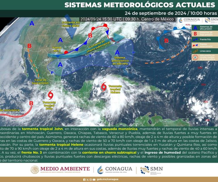 Por tormenta Helene, Yucatán activa alertas verde y azul