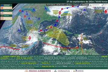 Tormenta tropical John toca tierra en Aquila, Michoac&aacute;n