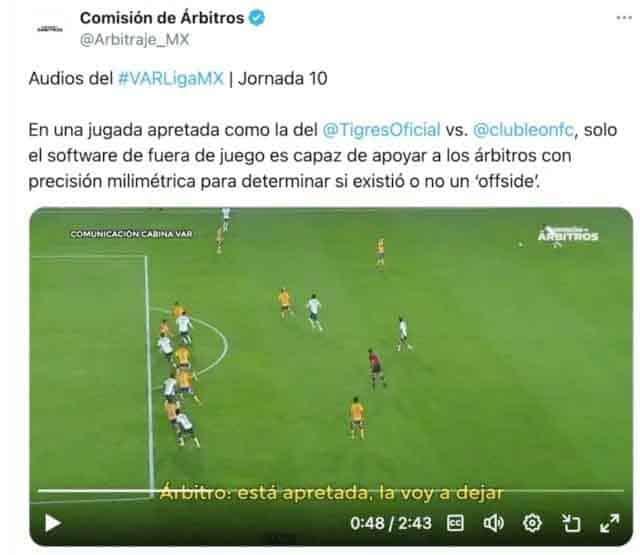 Comisión de arbitraje confirma fuera de lugar en partido de Tigres