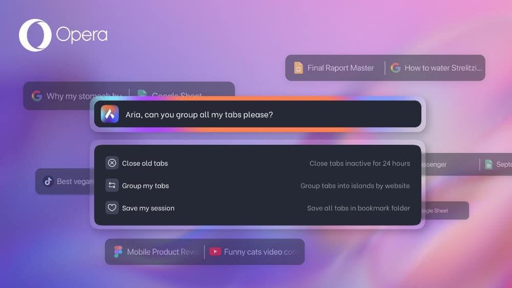 Opera presenta Tab Commands: nueva gestión de pestañas con IA