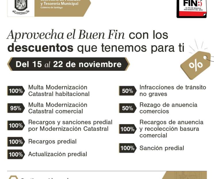 Anuncia Santiago rebajas del 15 al 22 de noviembre