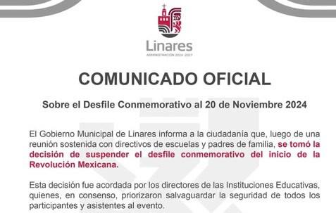 Cancelan desfile en Linares tras jornada de violencia