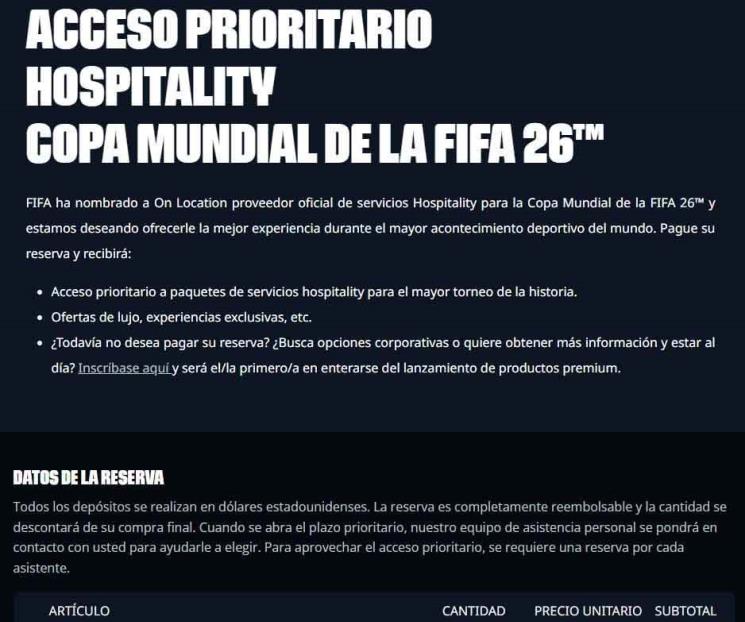 Reservaciones para el Mundial, por 500 pesos