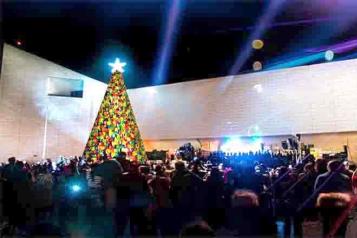 Realizan el tradicional encendido del pino