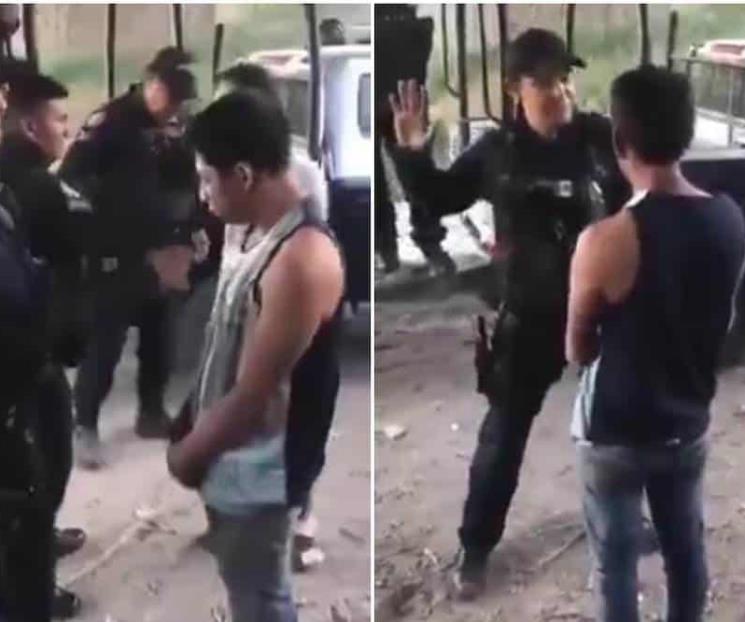 Policías de Celaya humillan y golpean a detenidos