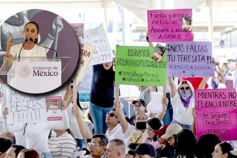 Protesta por desaparecidos interrumpe evento de Sheinbaum