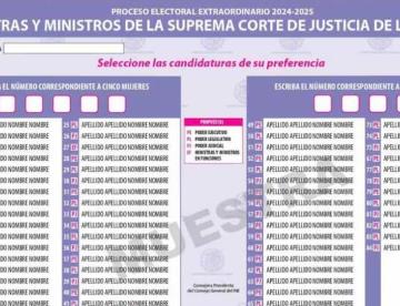 INE aprueba 4 diseños de boletas para elección del Poder Judicial