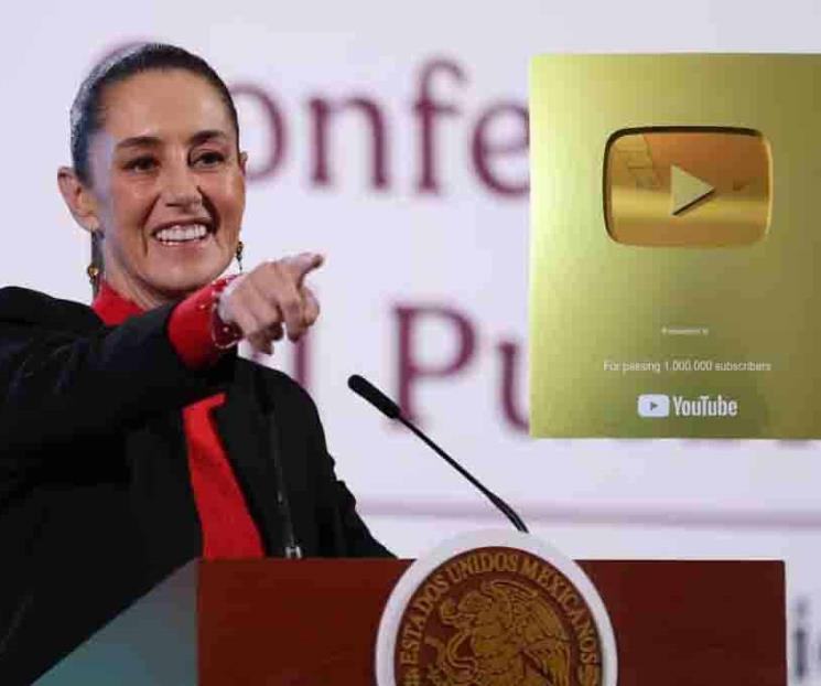 Sheinbaum llega al millón de suscriptores en YouTube